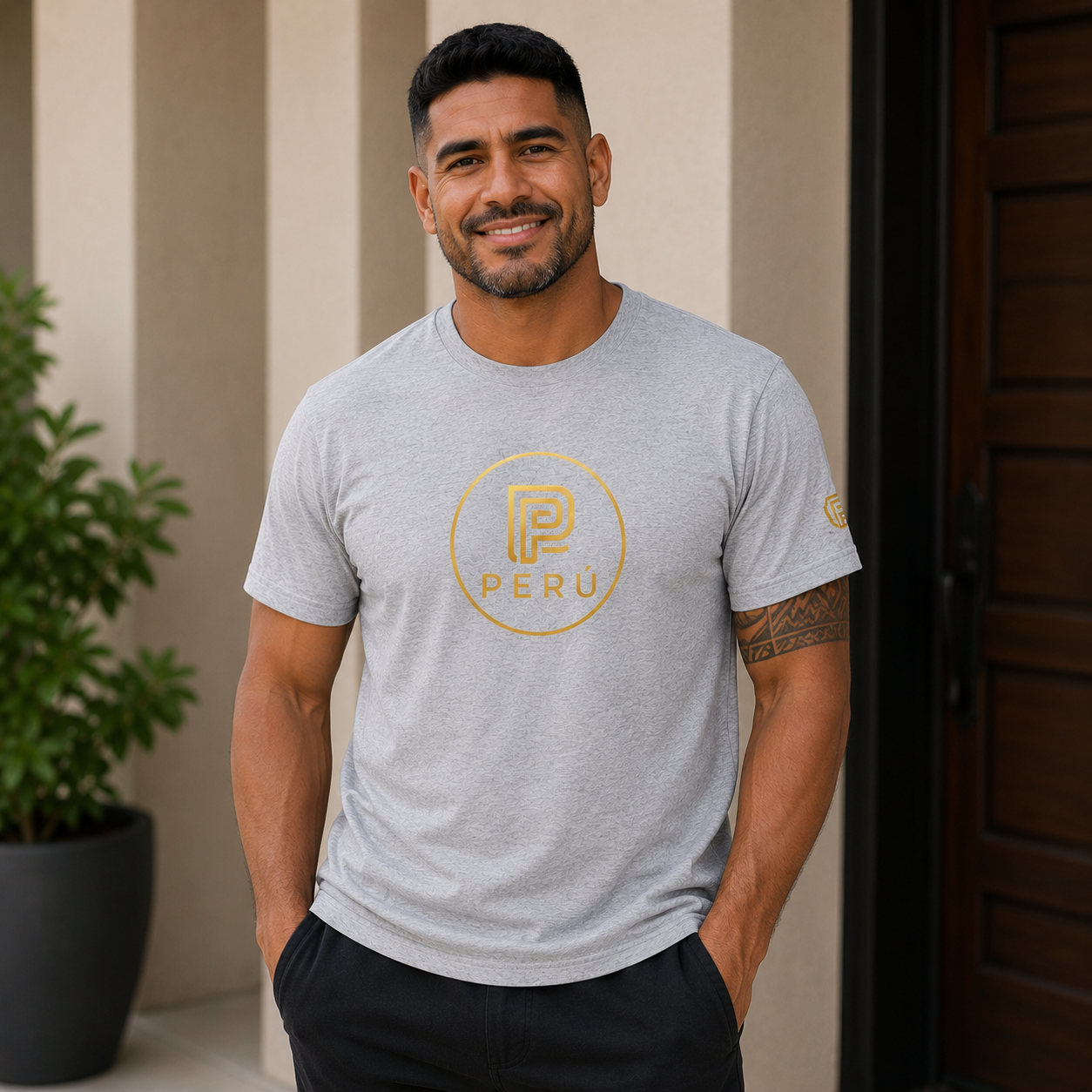 Peru Gold Logo Premium Organic Cotton Unisex Tee | BUSENETA