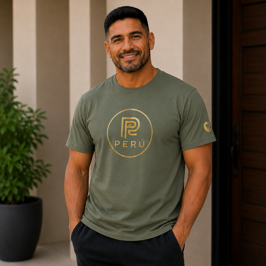 Peru Gold Logo Premium Organic Cotton Unisex Tee | BUSENETA