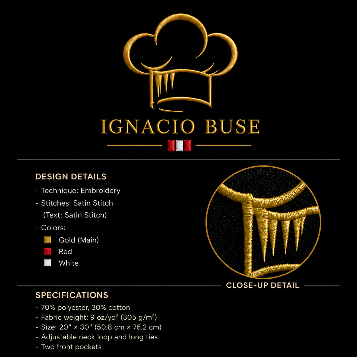 IB Signature Embroidered Apron
