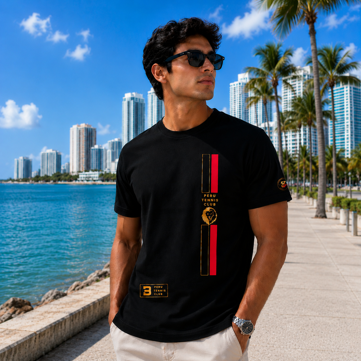 Champion Stripe Tennis T-Shirt | Ignacio Buse Collection